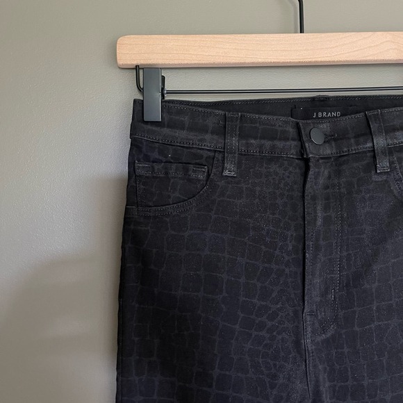 J Brand Leenah High Rise Skinny Ankle Jeans Size 28 Caiman Python Print Black - Picture 4 of 16